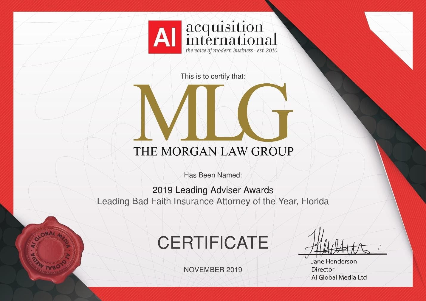 Leading Bad Faith Insurance Attorney of the Year